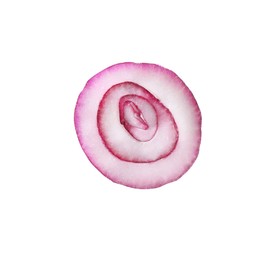 Photo of Slice of fresh red ripe onion isolated on white