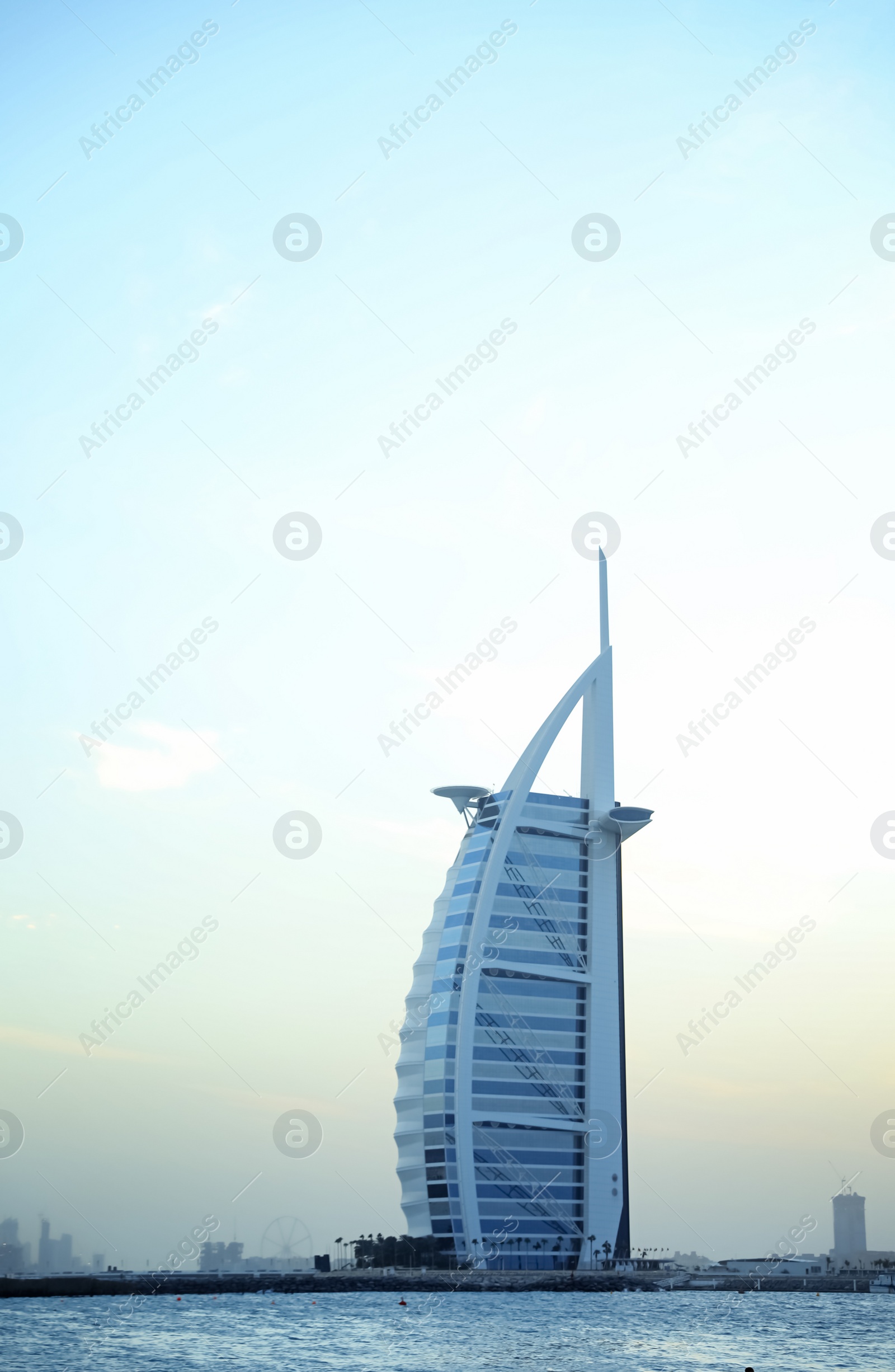 Photo of DUBAI, UNITED ARAB EMIRATES - NOVEMBER 03, 2018: Landscape with famous Burj Al Arab