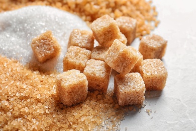 Photo of Different types of sugar, closeup