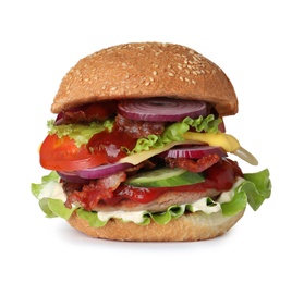 Fresh tasty burger isolated on white background