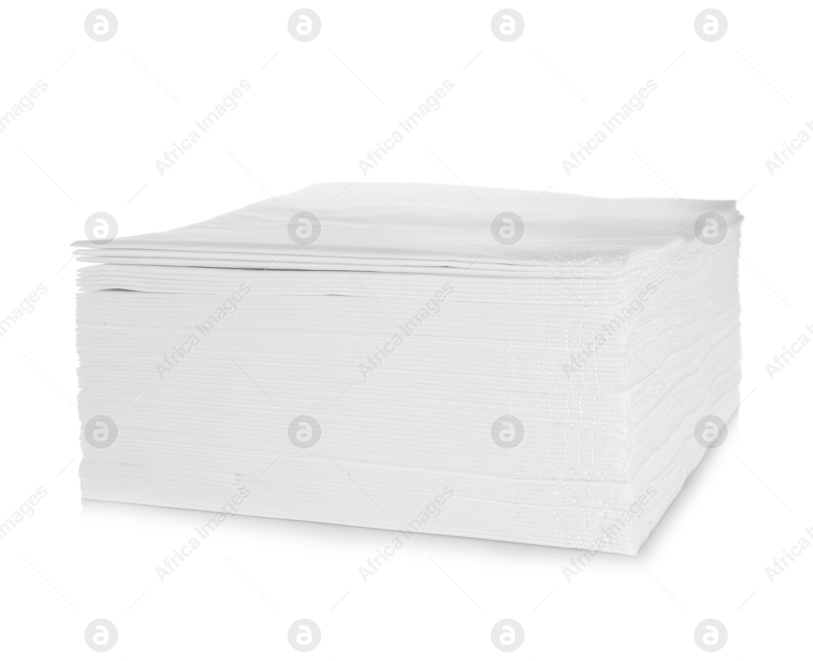 Photo of Stack of clean paper napkins on white background