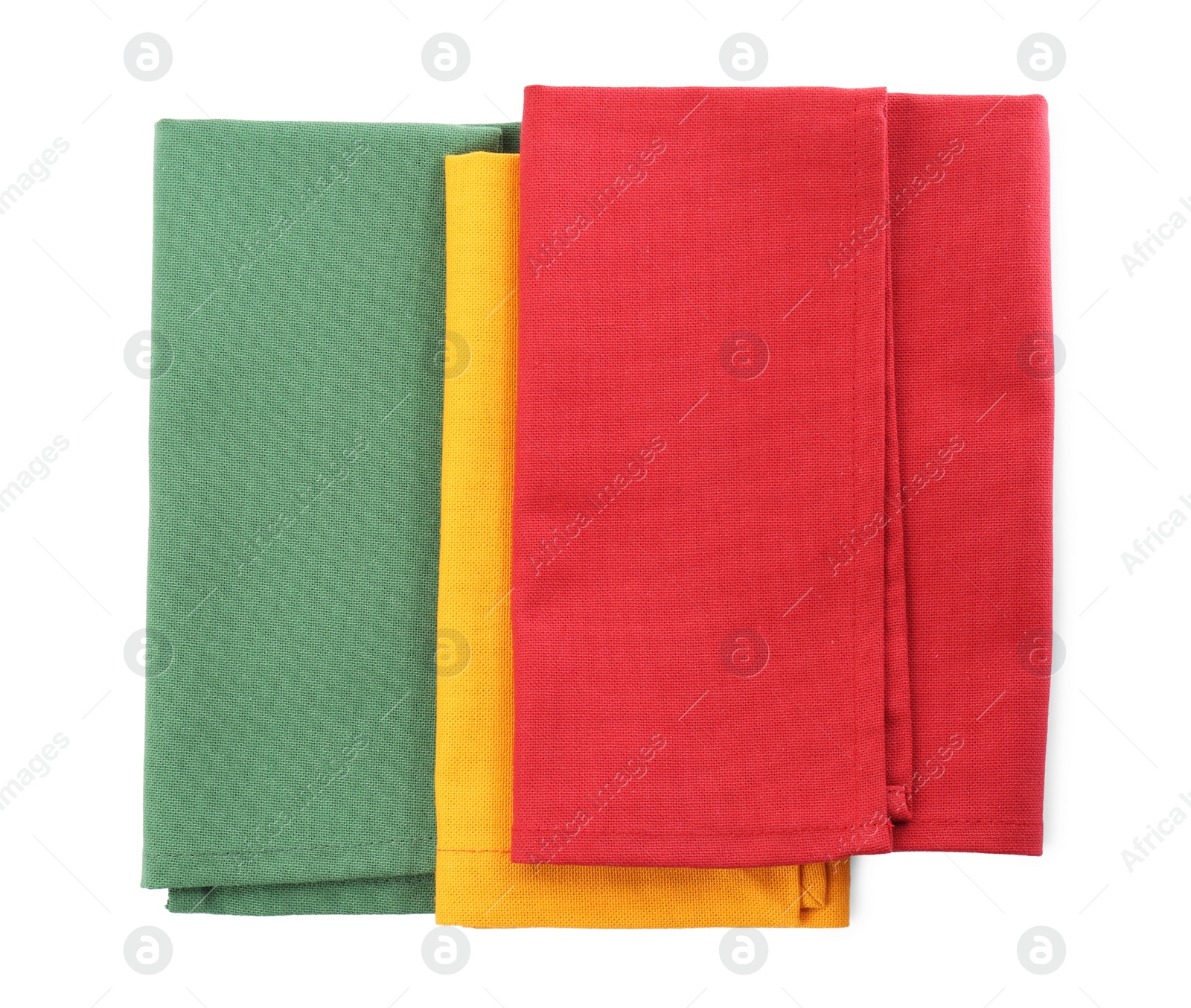 Photo of Fabric napkins for table setting isolated on white, top view