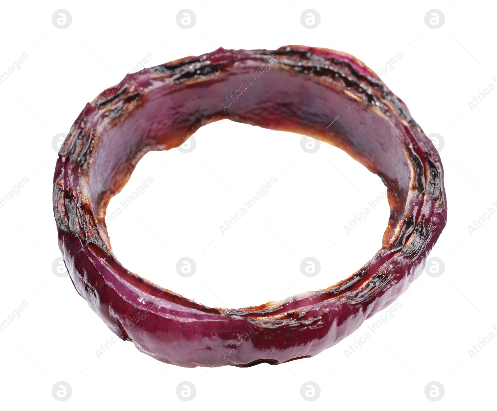 Photo of Slice of grilled red onion isolated on white