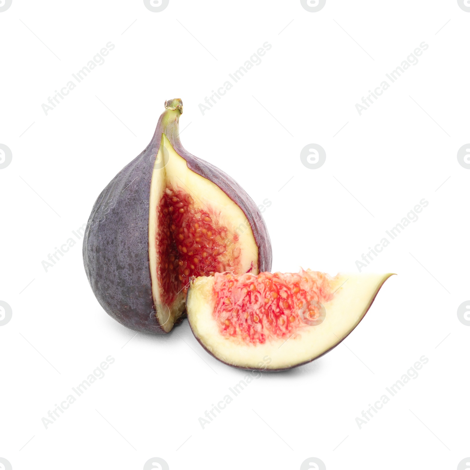 Photo of Sliced tasty fresh fig isolated on white