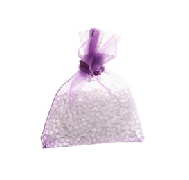 Scented sachet with aroma beads isolated on white