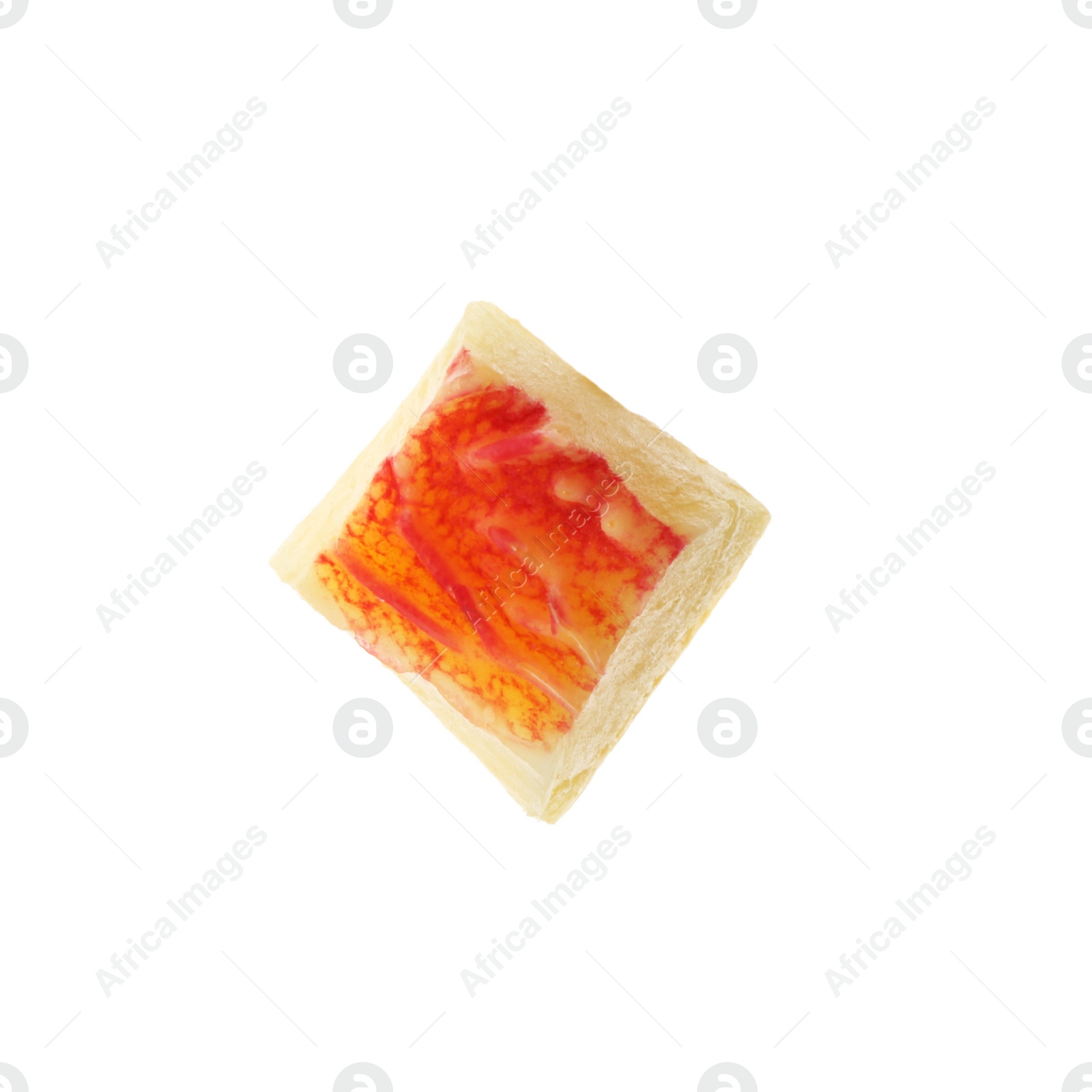 Photo of Piece of juicy peach on white background