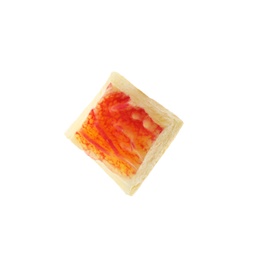 Photo of Piece of juicy peach on white background