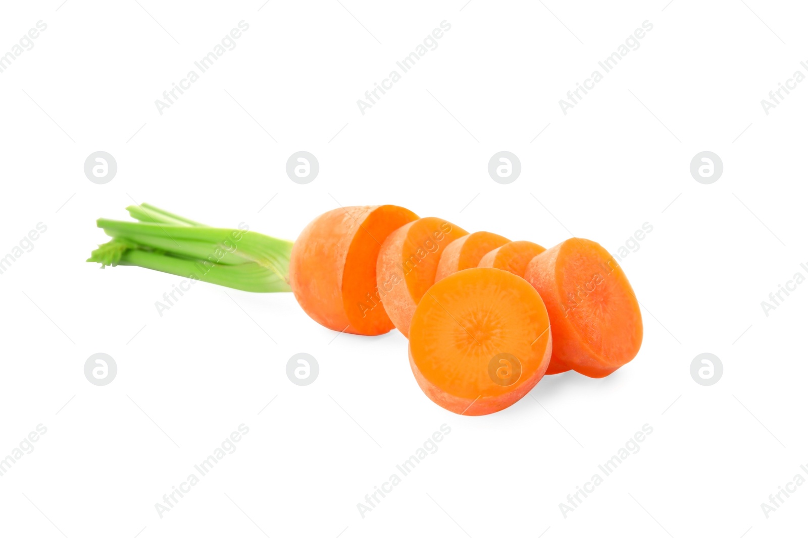 Photo of Ripe sliced carrot on white background