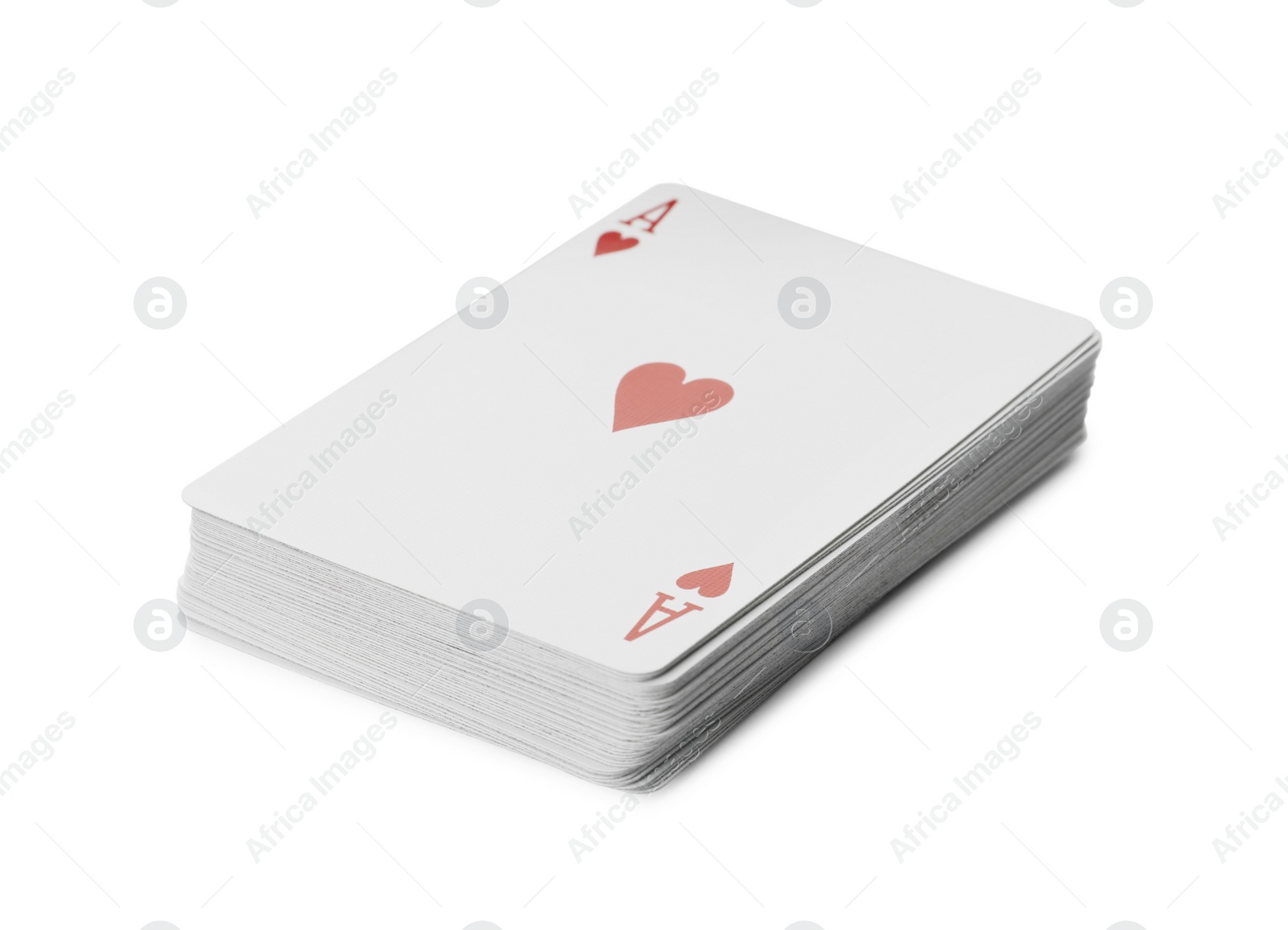 Photo of Deck of playing cards on white background