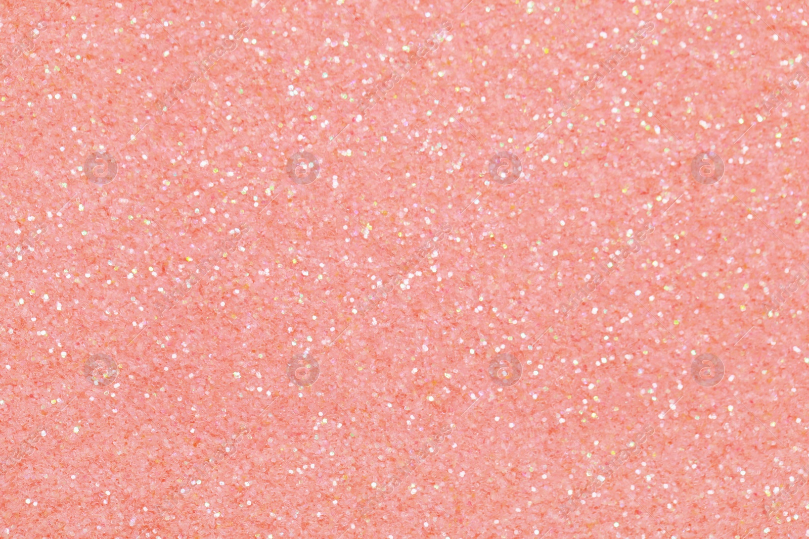 Photo of Beautiful pink shiny glitter as background, top view