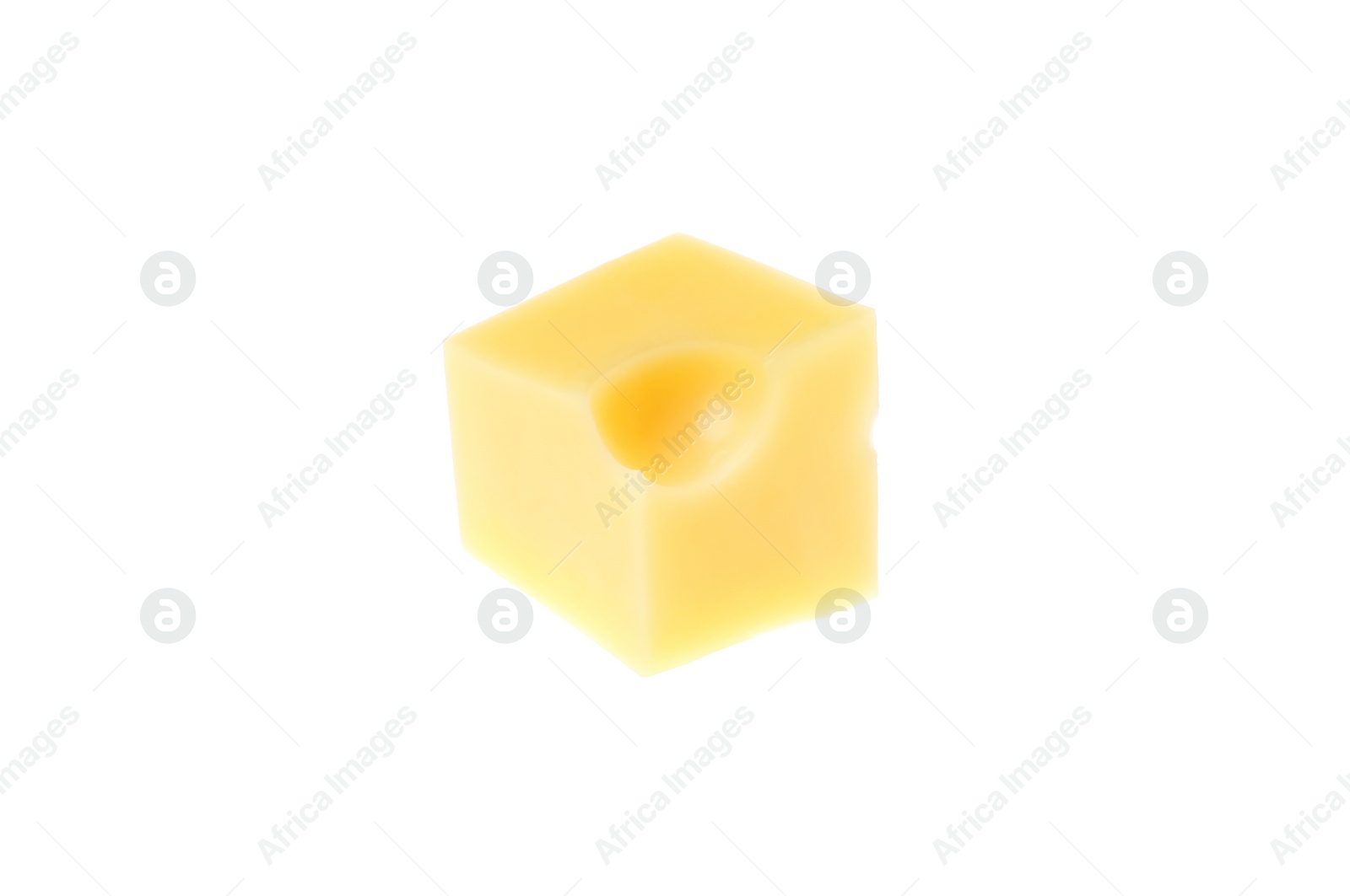 Photo of Cube of delicious cheese isolated on white