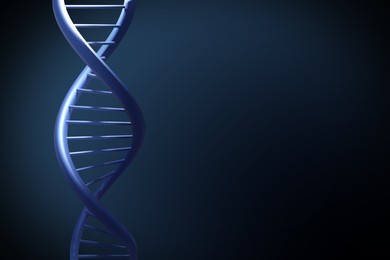 Structure of DNA on dark background, space for text. Illustration