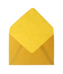 Photo of Yellow paper envelope isolated on white. Mail service