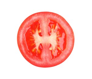 Piece of red ripe tomato isolated on white