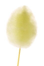 Photo of One sweet yellow cotton candy isolated on white