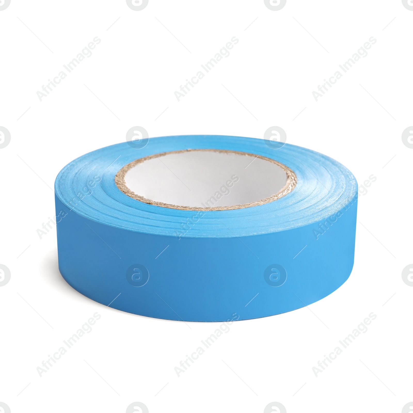 Photo of Reel of light blue insulating tape isolated on white