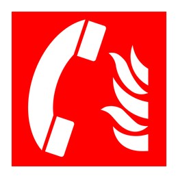 Image of International Maritime Organization (IMO) sign, illustration. Fire telephone