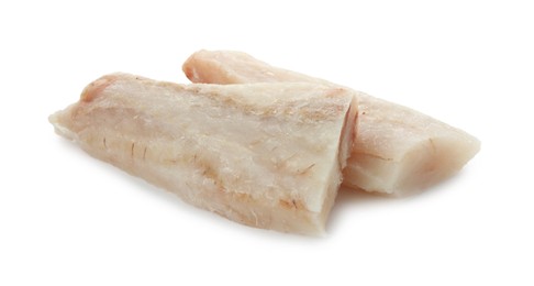 Fresh raw cod fillets isolated on white