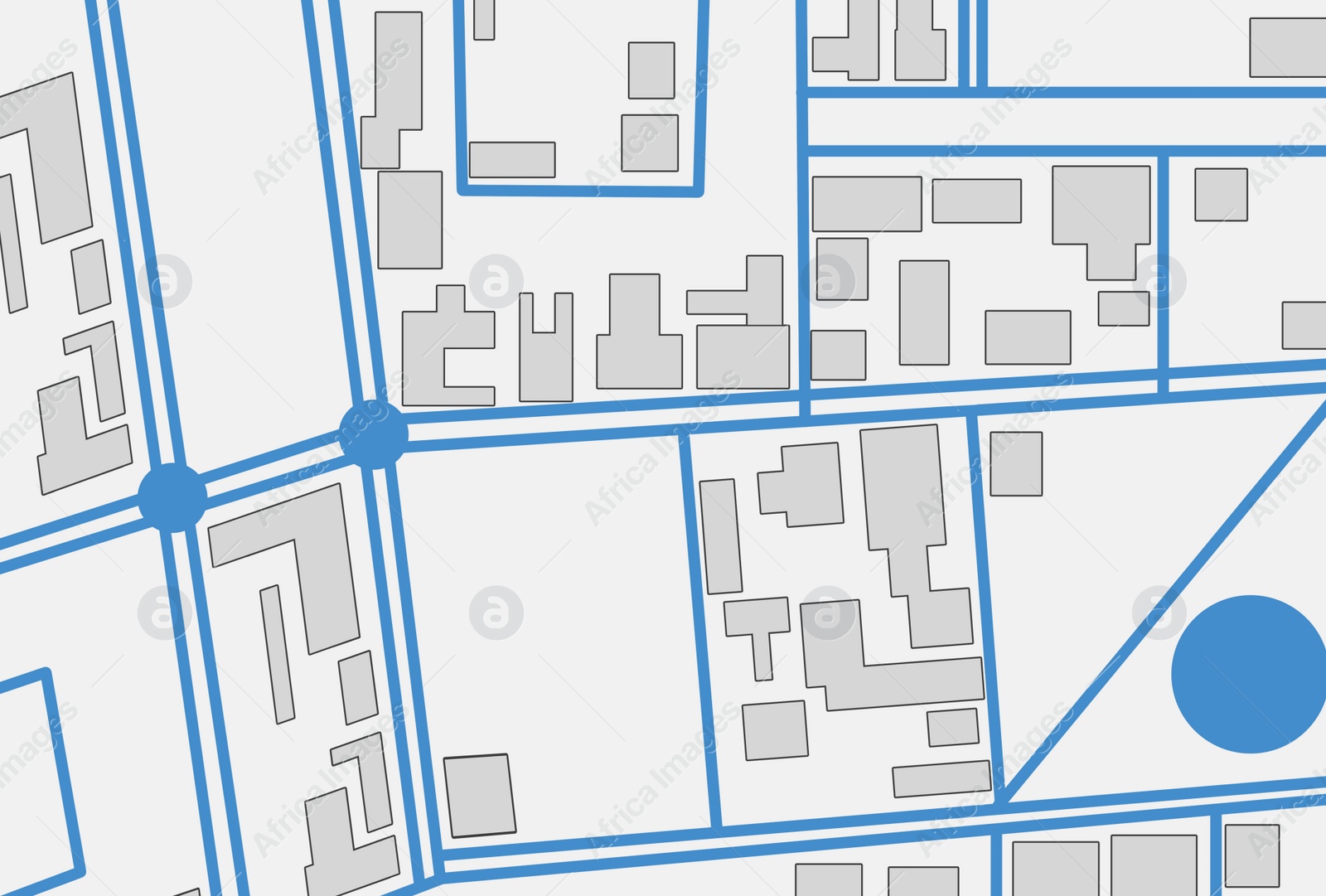 Illustration of Marked territory on cadastral map, top view. Illustration