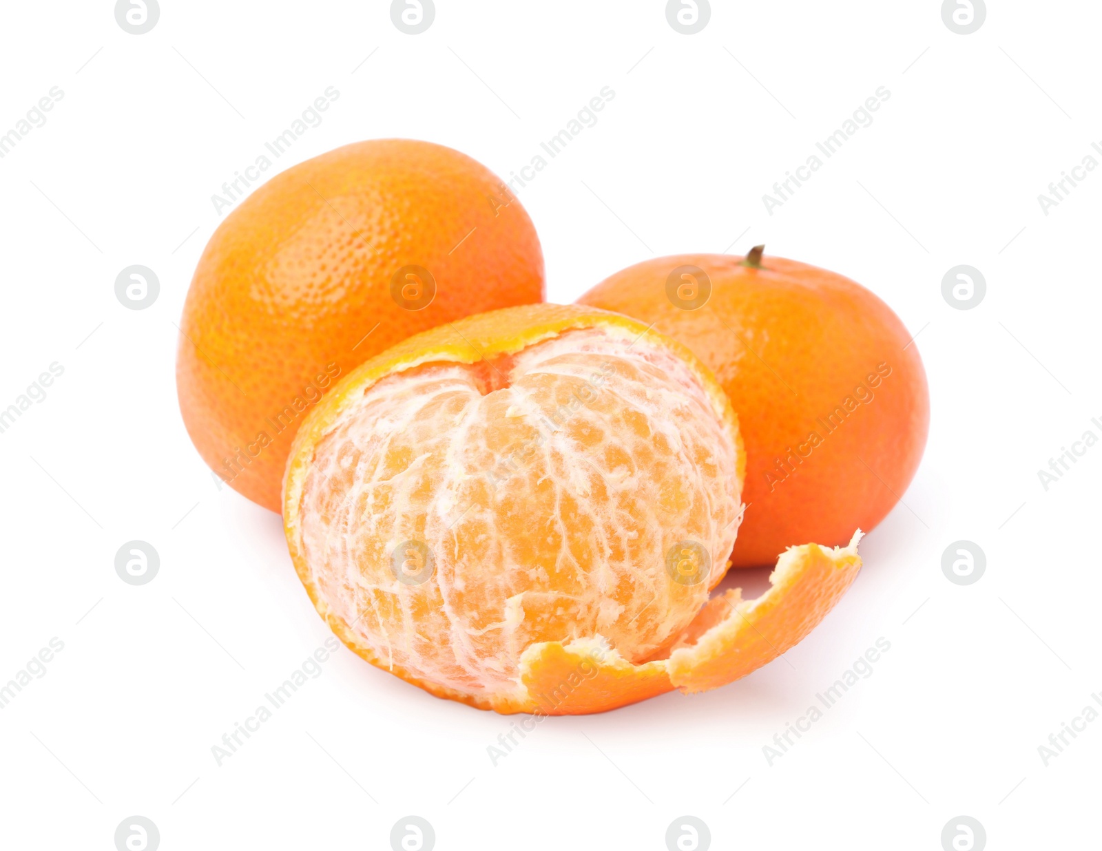 Photo of Fresh ripe juicy tangerines isolated on white