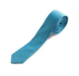 Photo of One light blue necktie isolated on white