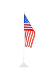 Photo of American flag on white background. National symbol