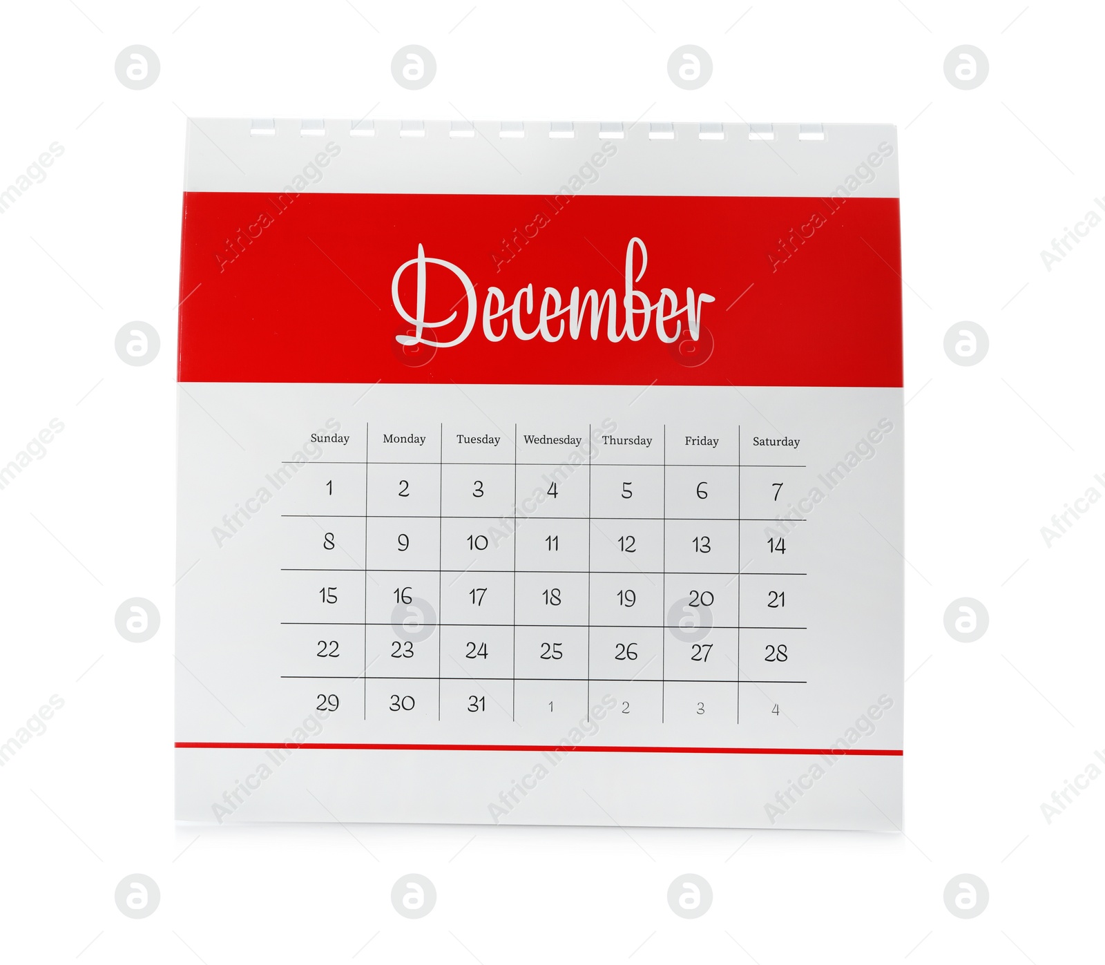 Photo of Paper calendar isolated on white. Planning concept