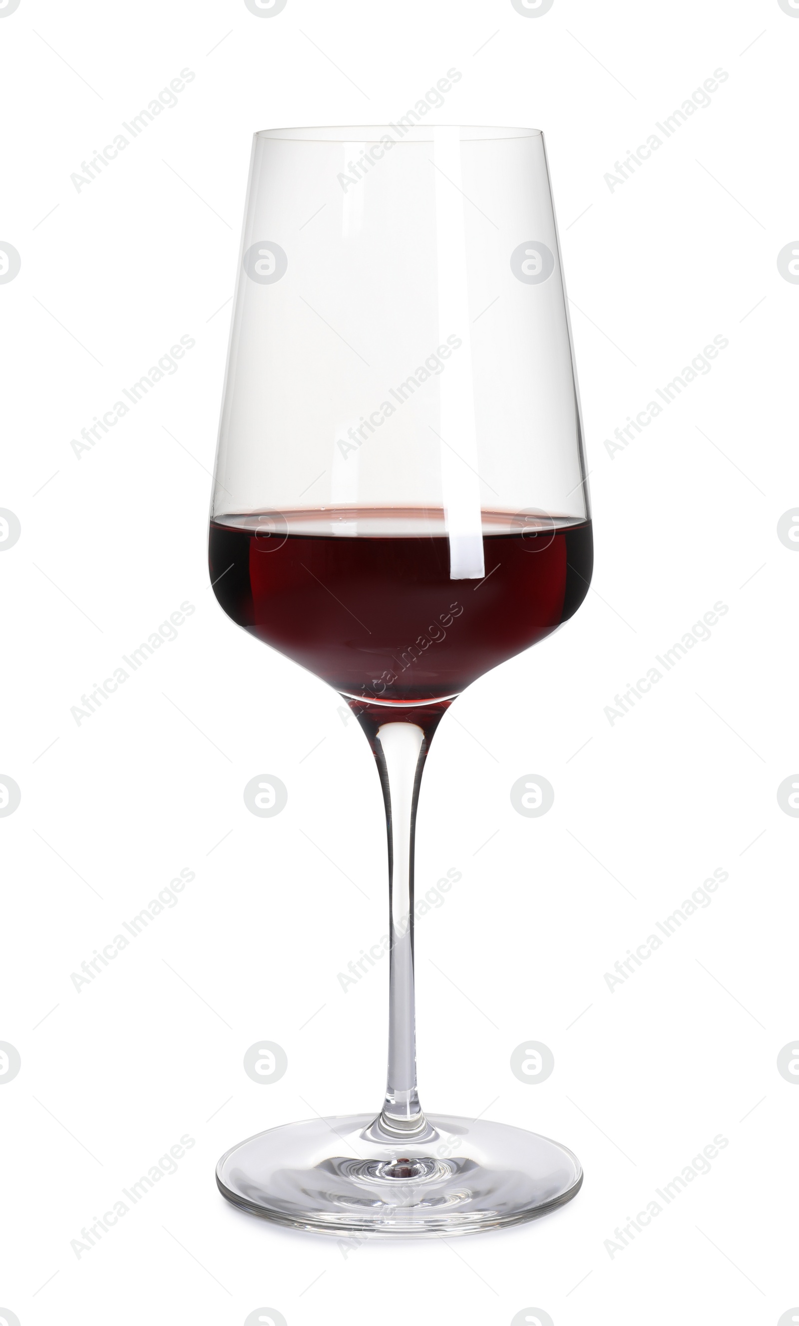 Photo of Glass of delicious expensive red wine on white background