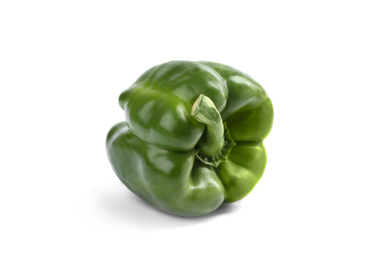 Photo of Fresh ripe green bell pepper isolated on white