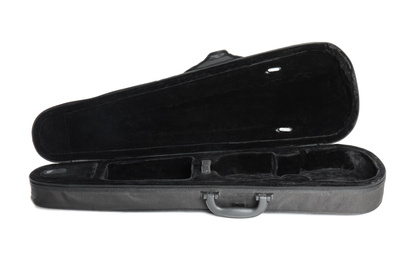 Black empty violin case isolated on white