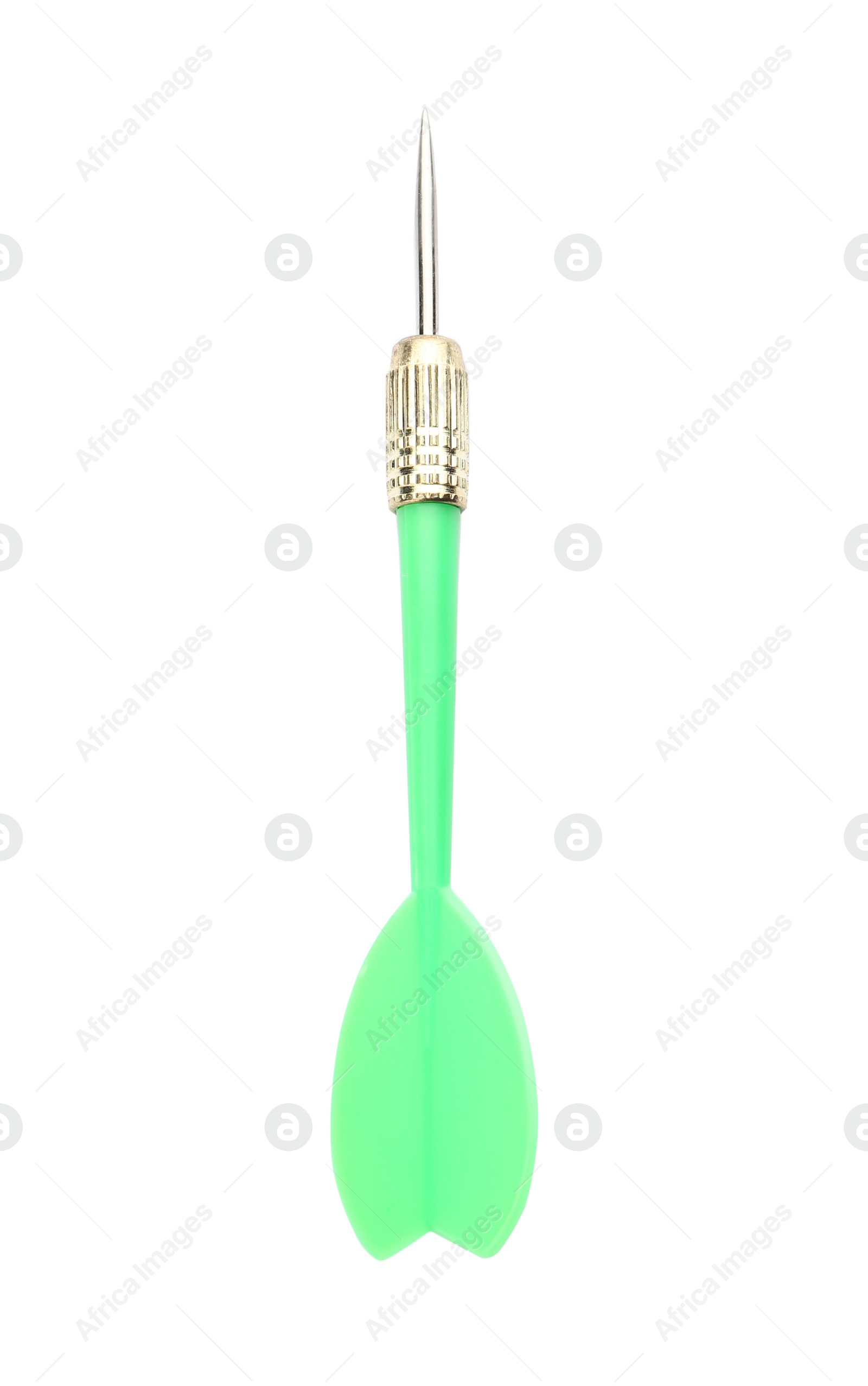 Photo of Single sharp green dart isolated on white