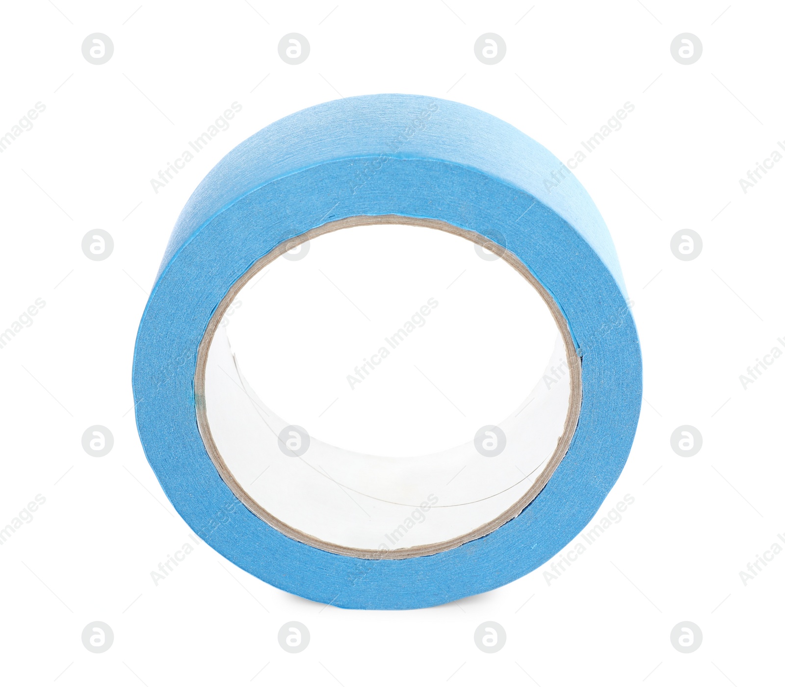 Photo of Roll of light blue adhesive tape isolated on white