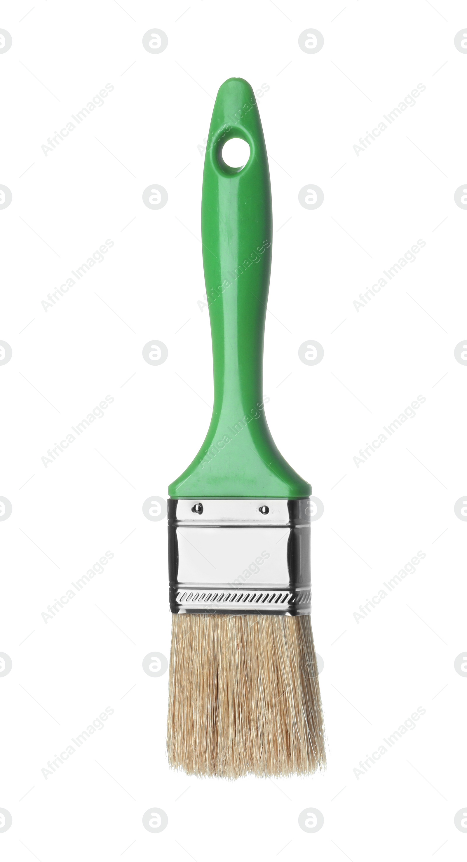 Photo of New paint brush on white background. Decorating tool