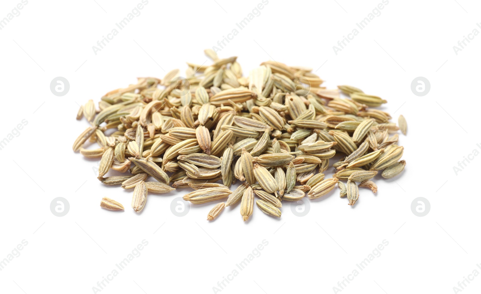 Photo of Pile of dry fennel seeds isolated on white