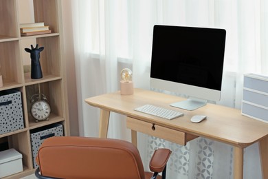 Photo of Modern teenager's room interior with stylish workplace