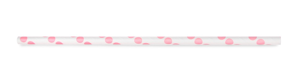 One dotted paper straw for drinking isolated on white