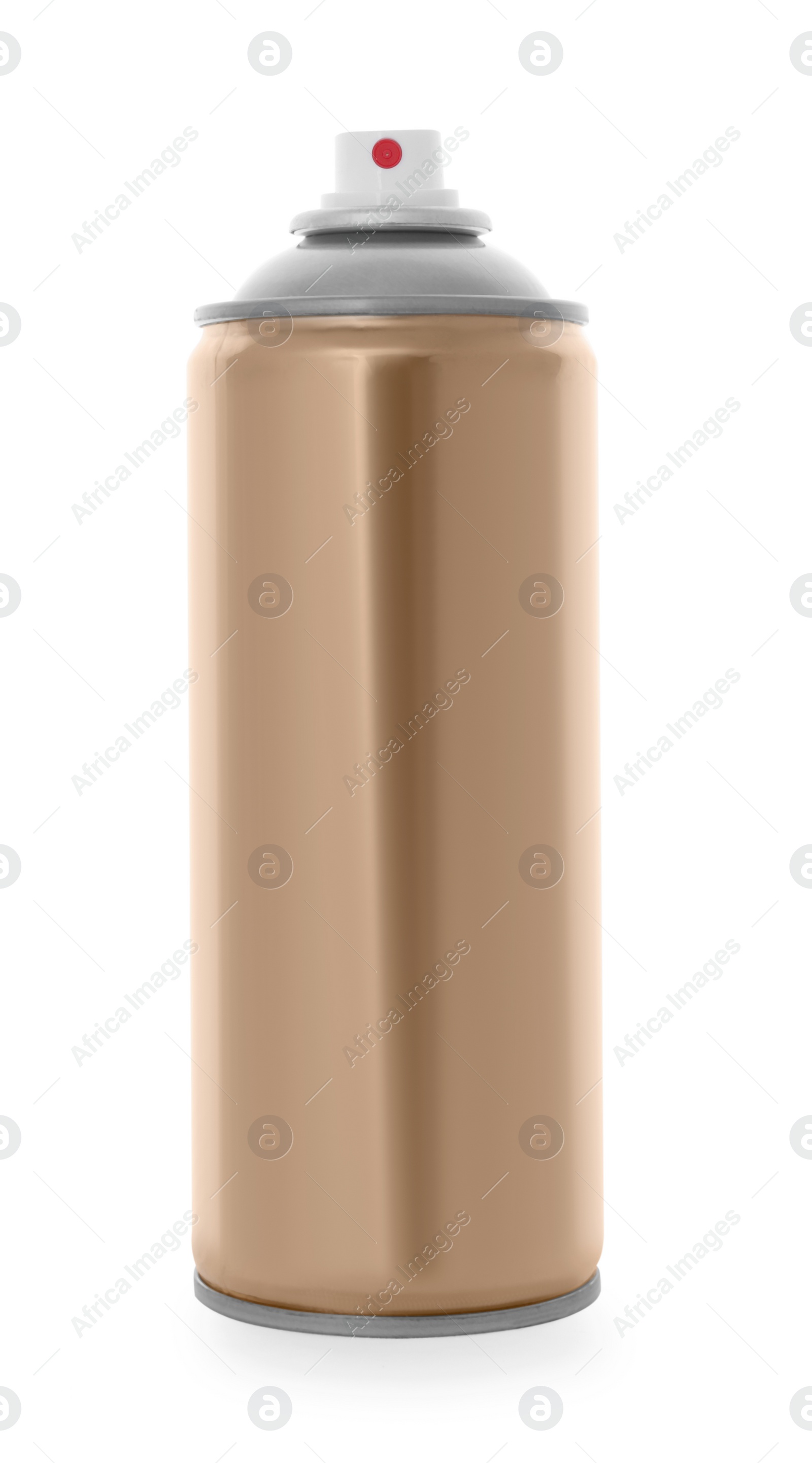 Photo of Golden can of spray paint isolated on white