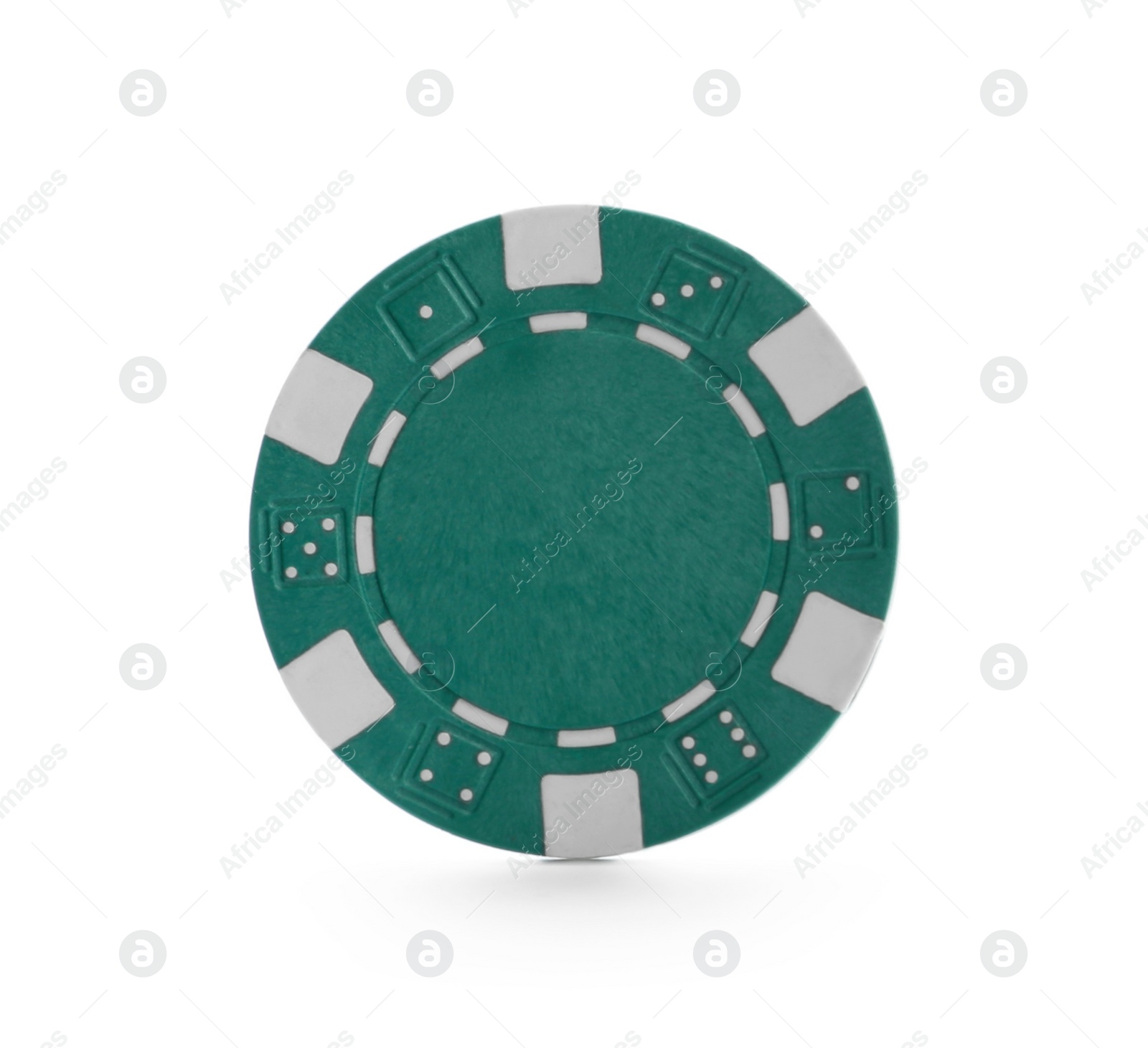 Photo of Green casino chip isolated on white. Poker game