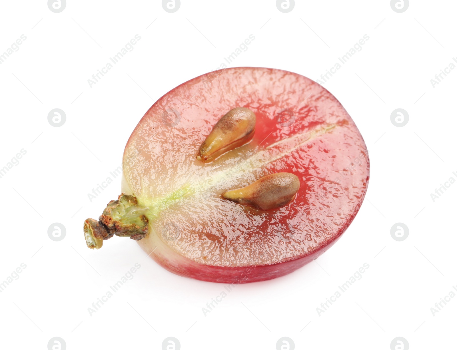 Photo of Half of delicious ripe red grape isolated on white