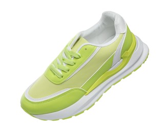 One stylish light green sneaker isolated on white