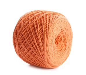 Clew of color knitting thread on white background