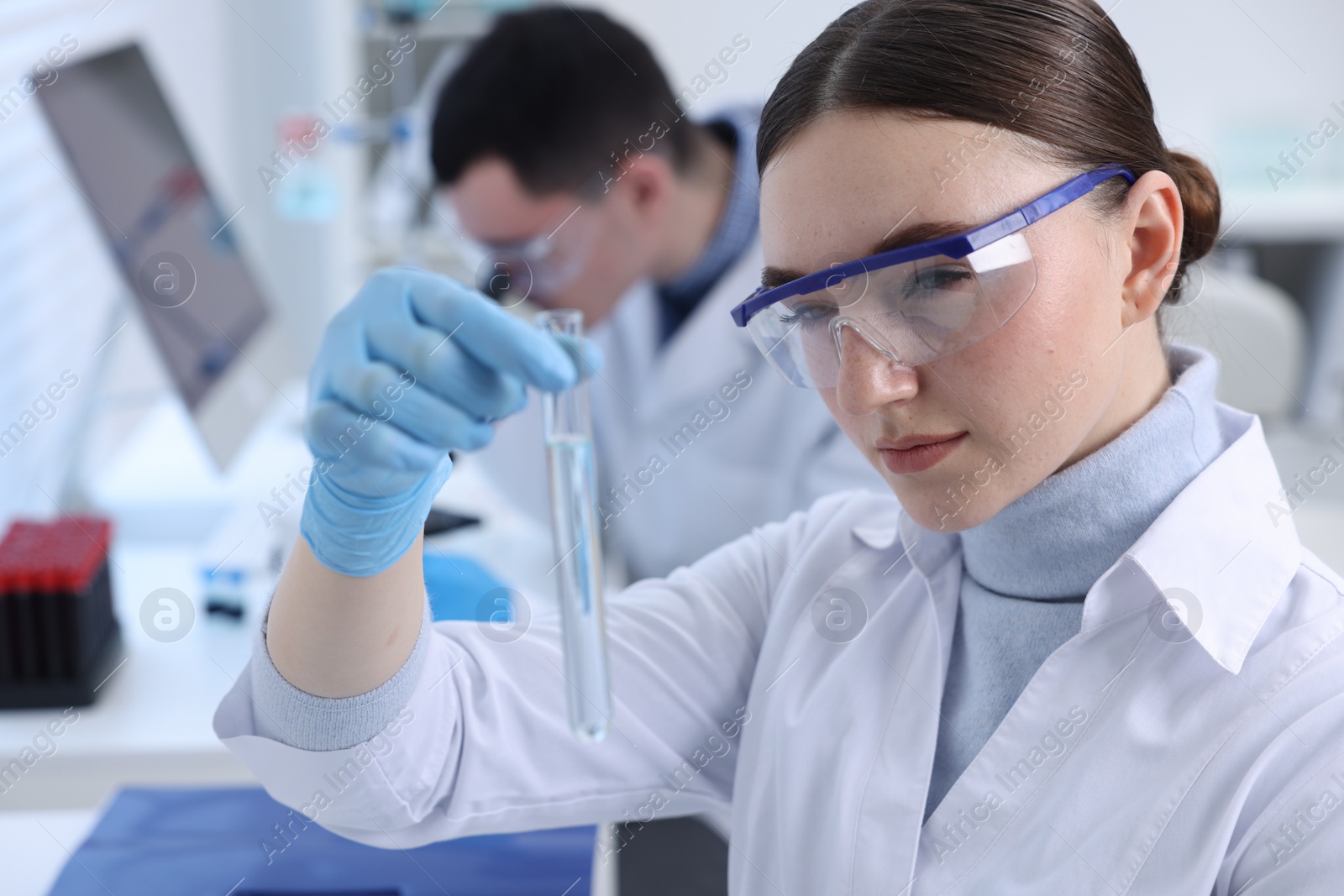 Photo of Scientists working with samples in laboratory. Medical research