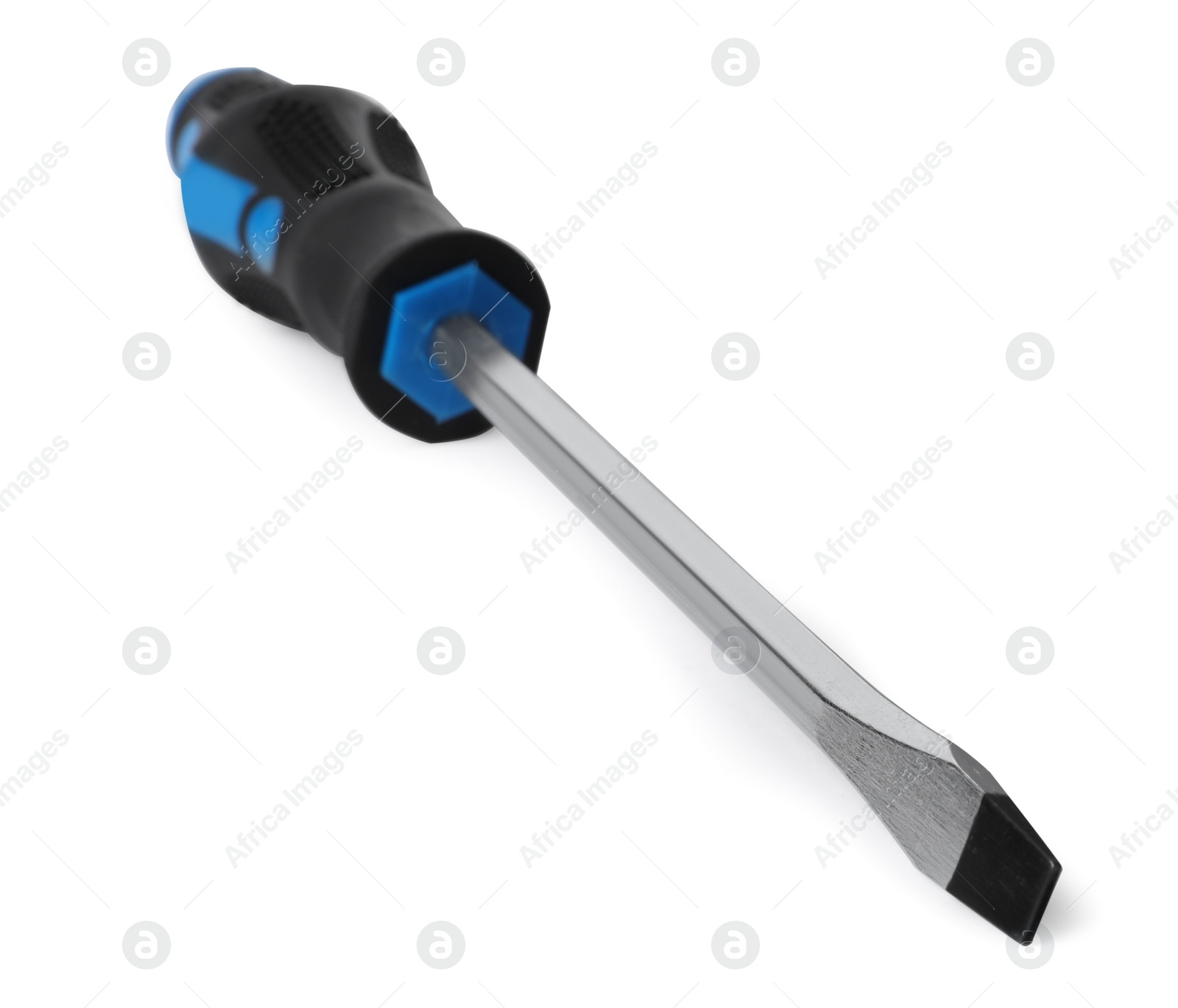 Photo of One screwdriver with color handle isolated on white