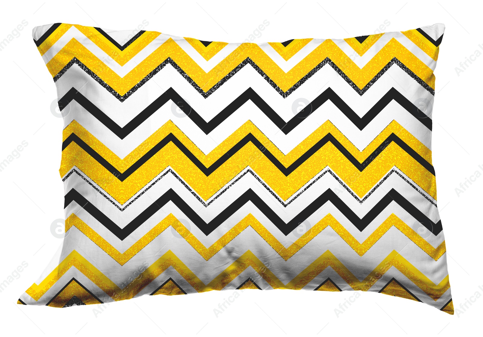 Image of Soft pillow with stylish geometrical print isolated on white
