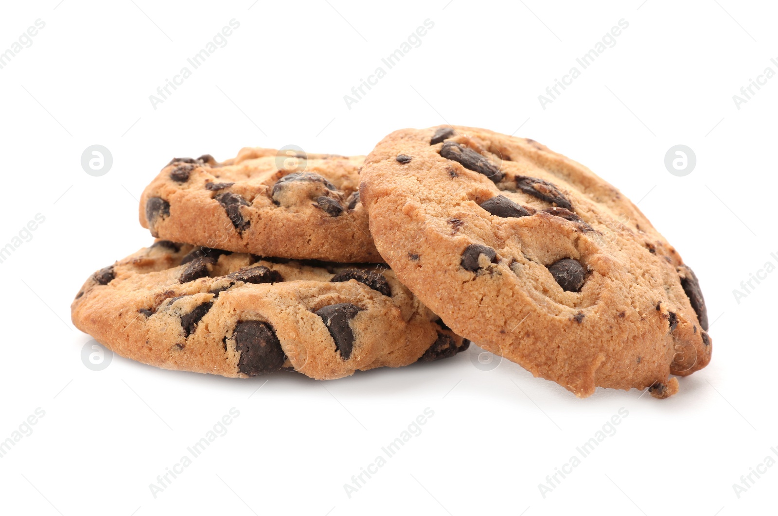 Photo of Tasty chocolate cookies on white background