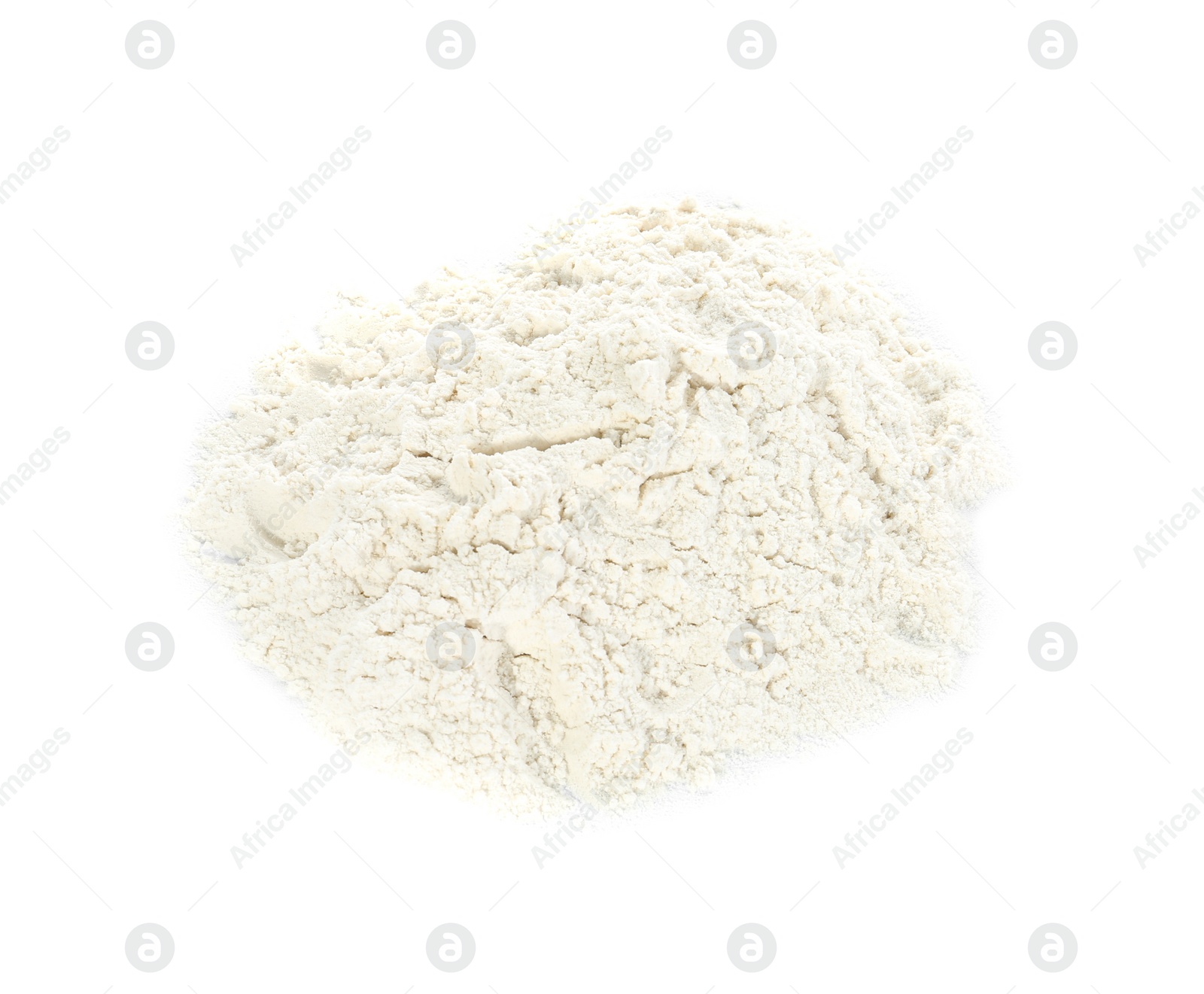 Photo of Pile of organic flour isolated on white