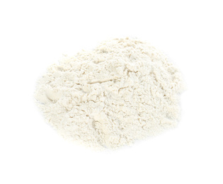 Pile of organic flour isolated on white