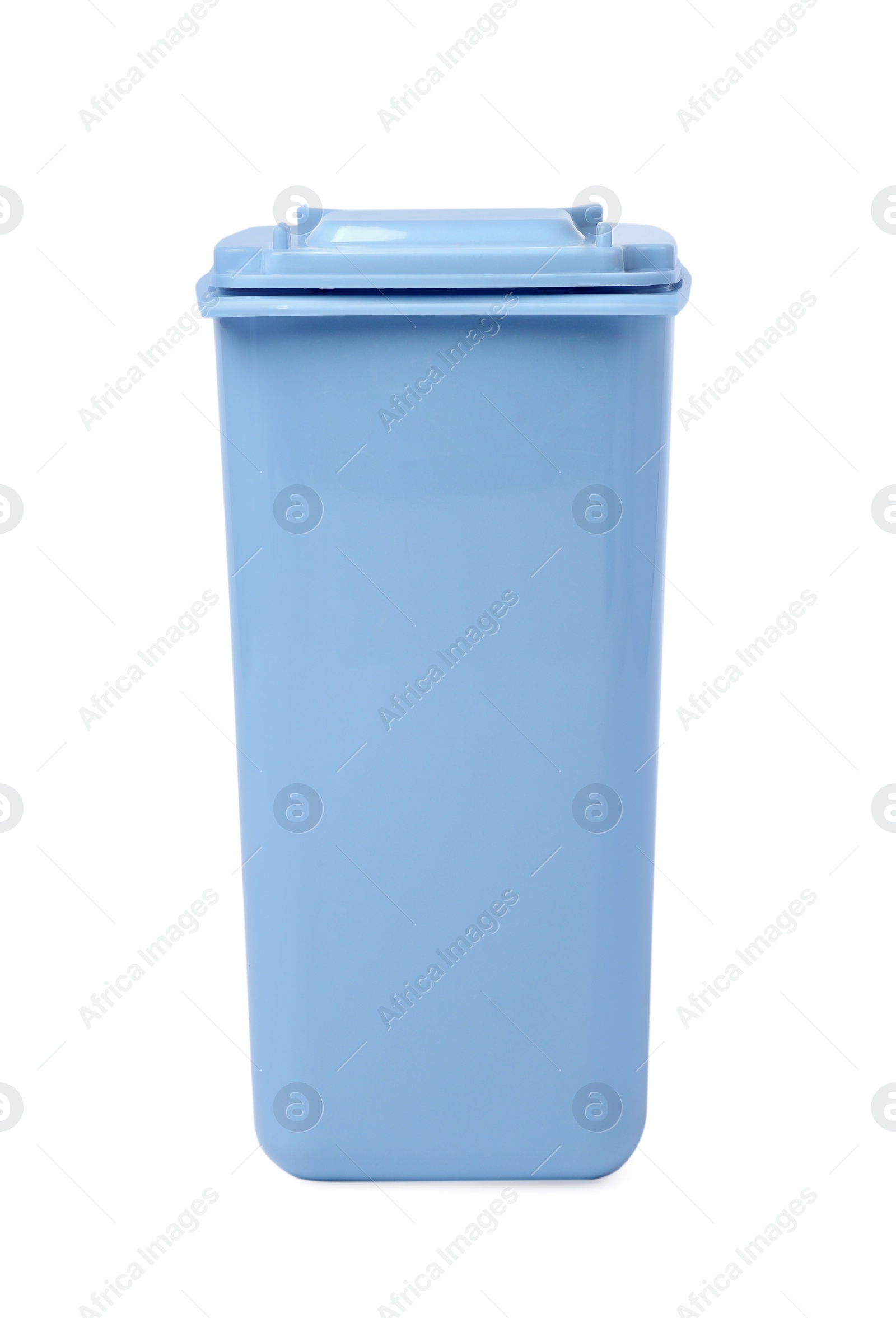 Photo of Recycling bin for batteries isolated on white