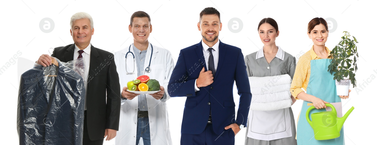 Image of Career choice. People of different professions on white background, banner design