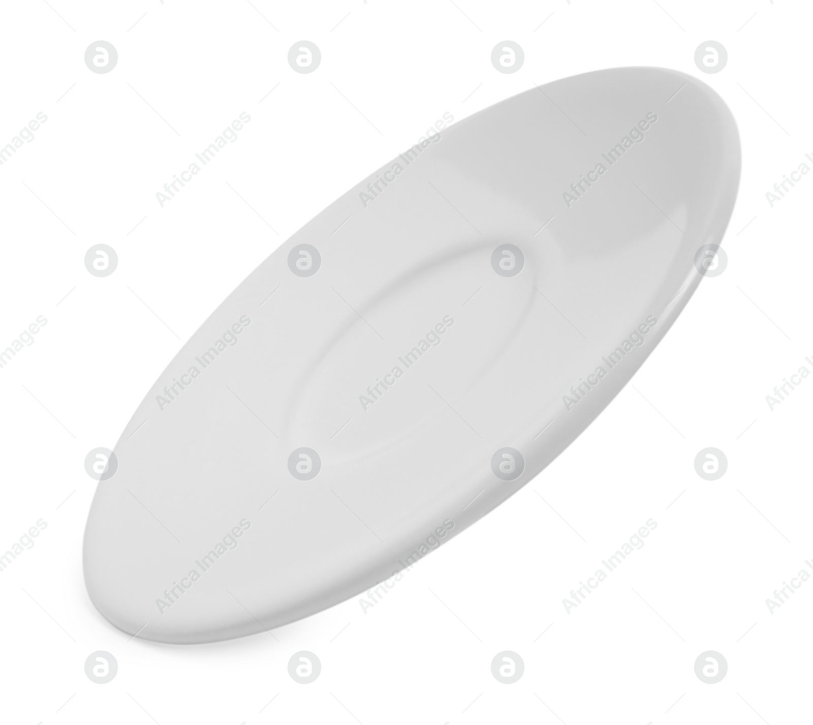 Photo of One clean ceramic saucer isolated on white